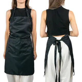 Intirilife 2-teiliges Set Kochschürzen Latzschürzen in Schwarz aus Polyester für Männer und Frauen - 69 x 80 cm