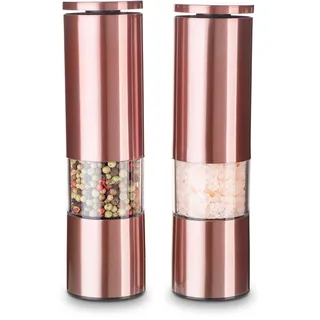 Echtwerk 2-teiliges Gewürzmühlen Set, Salz- und Pfeffermühle aus hochwertigem Edelstahl mit ABS-Keramikmahlwerk, Manuell, Für Pfeffer, Salz und Chilli, Kupfer-Edition