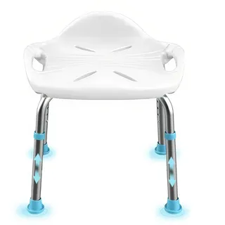 UOJYAIP Duschhocker für Senioren 150kg Belastbar, Leichter Aluminium Badhocker Höhenverstellbar Duschstuhl mit rutschfeste Gummifüßen, Kleine Rückenlehne & Haltegriff, für Behinderte & Schwangere