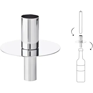 EDZARD Flaschenaufsatz für Kerzen (H 8 cm) - Kerzenständer, Deko Kerzenhalter für Stabkerzen, Einsatz für Flaschen - Kerzen Deko, Kerzenleuchter (silber)