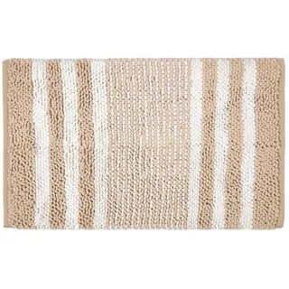 Homescapes Badematte Chenille grau-weiß 50/80 cm, 100% Baumwolle , Textil , Gestreift , Rechteckig , 50x80 cm , Heimtextilien, Badtextilien, Badematten