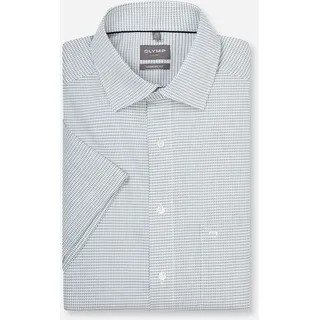 Kurzarmhemd OLYMP "Luxor", Herren, Gr. 45, N-Gr, grün, Web, Obermaterial: 100% Baumwolle, comfort fit normal, Hemden Kurzarmhemd, Businesshemd, comfort fit, New-Kentkragen