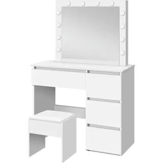 Lykke Schminktisch mit Licht Amelia 94cm, Weiß - Weiß