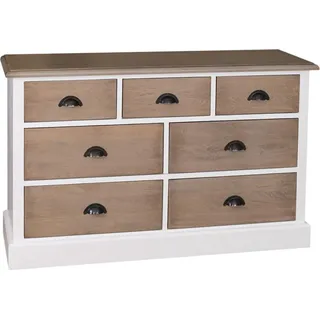 Casa Padrino Landhausstil Sideboard Weiß / Naturfarben 122 x 38 x H. 75 cm - Möbel im Landhausstil - Weiß, Beige