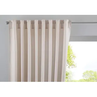 Gardinenbox Vorhang Verdeckte Schlaufen Cationic »JENA« HxB 225x140 cm Sand Blickdicht Leinen Optik Gardine Meliert Gardinenband mit Raffhalter, 2019037