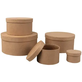 Rayher Geschenkboxen-Set 5-tlg. rund 5 – 15 cm ø braun