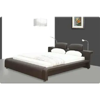 Wasserbett Bett Betten Komplett Lederbett Polsterbett mit Matratze Neu LILLI - Schwarz