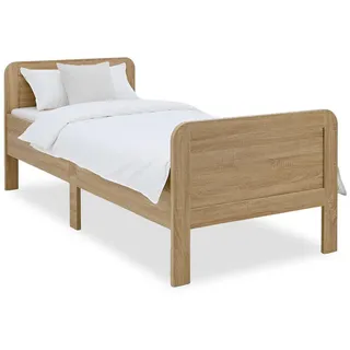 Homestyle4u Komfortbett 90x200 Bett Senioren Seniorenbett Höhenverstellbar Holzbett Eiche Einzelbett Hohes