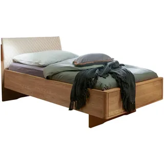 Venda Bett , Eichefarben, Champagner , Holz, Holzwerkstoff , Eiche , massiv , 100x200 cm , gepolstertes Kopfteil, in verschiedenen Größen erhältlich , Schlafzimmer, Komplette Schlafzimmer und Serien, Schlafzimmerserien