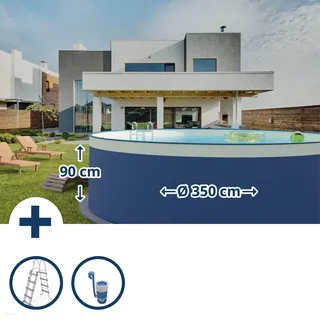 Waterman Ovalpool Set 350 x 90 cm anthrazit inkl. Kartuschenfilter