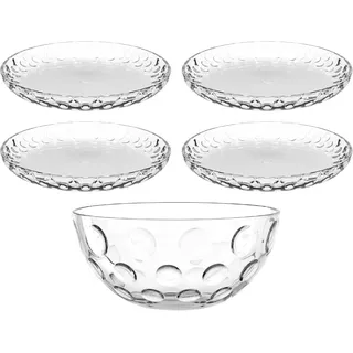 LEONARDO CUCINA OPTIC Schalenset • 5 tlg. Set • Strukturierte Schale mit passenden Tellern • Für jedes Event • Klare Formensprache • Stapelbar • Robust • Vielseitig einsetzbar • klar • 066356