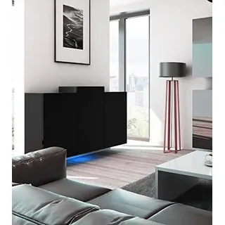 Furnitech K4 Modernes Wohnzimmer, Kommode, Schrank, Sideboard, Schlafzimmer, Esszimmer, Wohnzimmermöbel Matt (LED blau, K4-M-B1)