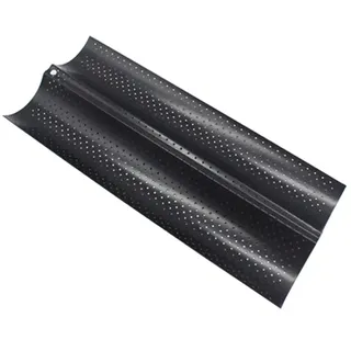 ETiME Baguette Backblech Baguetteform Baguetteblech für 2 Baguettes mit Antihaft Beschichtung für Familie, Restaurant, Bäckerei 38 x16.2x2.4 cm,Schwarz