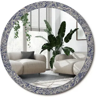 Wallfluent Spiegel Rund Ø 100 cm mit Aufdruck , Glas , 100x100x0.4 cm , Spiegel, Wandspiegel