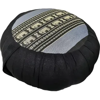 Feines Asianliving Thai Meditationskissen 40x17cm Sitzkissen Rund Schwarz Elefanten Thai Kissen Meditation Matte Matratze Kapok 301-E06 - Bunt