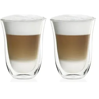 De'Longhi Gläser Set DLSC312, 2 doppelwandige Thermogläser mit Isolierfunktion für kalte und warme Getränke, widerstandsfähiges Borosilikatglas, Spülmaschinenfest, Fassungsvermögen 330 ml, 2 Stück