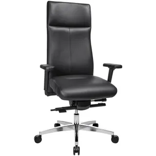Topstar Chefsessel , Schwarz , Metall, Kunststoff, Leder , Kombination Echtleder/Lederlook , Rindleder , Drehkreuz , 80x115-124x80 cm , Lga, Made in Germany , Büromöbel, Bürostühle, Chefsessel