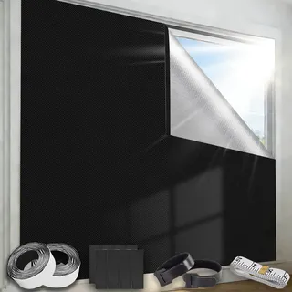 Fenster Verdunkelung Magnetisch 145X200CM Verdunklungsrollo Ohne Bohren 420D Oxford Zuschneidbar Sonnenschutz Dachfenster Verdunkelung Tragbare Blackout Blinds für Ferienhäuser, Wohnmobilfenster