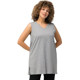 Ulla Popken Damen Basic-v-top T-Shirts, Hellgrau Mélange, 50-52 EU