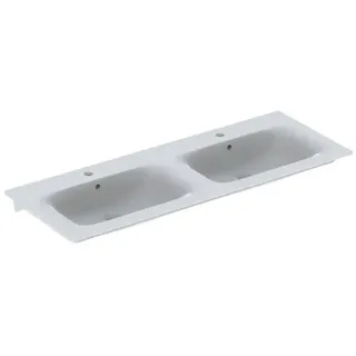 Geberit Möbel-Doppelwaschtisch RENOVA PLAN 1300 x 480 mm, mit Hahnloch, mit Überlauf weiß - Weiß