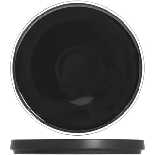 H&H Tokyo Teller-Set, Steingut, 25,4 cm, Schwarz, 4 Stück