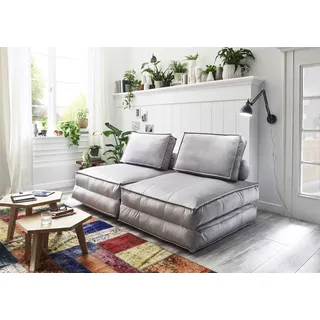 Atlantic Home Collection Schlafsessel Miro Samtvelours 110 x 98 x 66 cm Grau mit Kissen