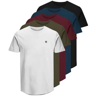 JACK & JONES Labody Short Sleeve Crew Neck 5pk MP T Shirt, Navy Blazer, S,