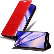 Cadorabo Hülle kompatibel mit Google Pixel 3 XL aus Premium Kunst Leder Flip Klappbare Stoßfeste Magnetische [Standfunktion] [Kartenfächern] Cover Hülle für Google Pixel 3 XL Tasche in Rot