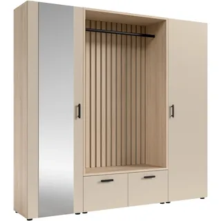 HBZ Garderoben-Set "Hannover Kompaktgarderobe B/H/T 210x200x45 cm" 4 Stk. tlg., riva oak, kaschmir