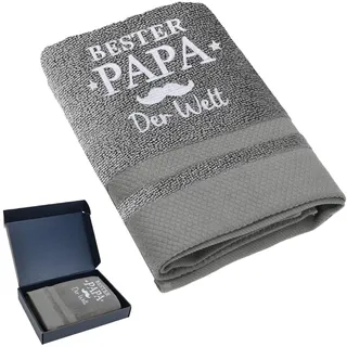 Cadimus Papa Geschenke Handtuch 50X100 cm,Bestickt Handtücher Grau,Handtuch Set für Papa zum Geburtstag Weihnachten Vatertag