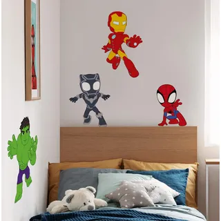 KOMAR Wandtattoo Spidey and His Amazing Friends Power Group - Größe 50 x 70 cm - Marvel, Wandsticker, Kinderzimmer, Bunt