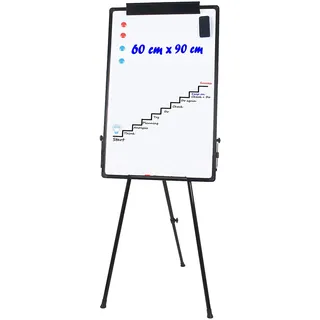 TUKA-i-AKUT ​Flipchart Ständer Magnetisch Whiteboard 90X60cm, Höhenverstellbar Zusammenklappbar, Flipchart-Staffelei Whiteboards mit Papierhalter, Beschreibbar Abwischbar Magnetisch, Schwarz TKD8710