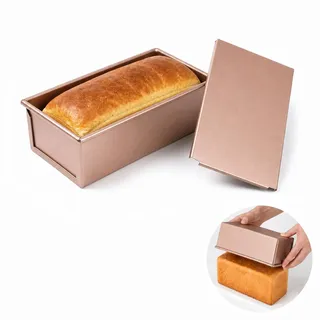 Cozary Brotbackform mit Deckel, Antihaft Toastbrot Backform mit Deckel, Brot Toastform Carbonstahl, Rechteckige Kastenform für Toastbrot und Brot, (1pcs)