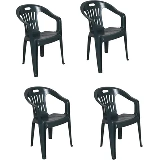 Dmora - 4er Set Gartenstühle Bisceglie, Gartensitz, Für drinnen und draußen, Mit Armlehnen und stapelbar, Made in Italy, 56x55 h78 cm, Grün