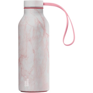 con-tatto Bottle Isolierflasche mit 3 Wänden aus Stahl und Kupfer – 25 Stunden kalt und 15 Stunden heiß – Stirnband und Deckel für Sport Lid inklusive! (Pink Marble)