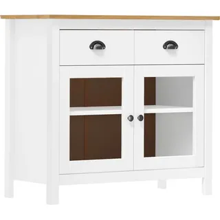 Sideboard Hill Weiß 90x40x80 cm Massivholz Kiefer - Weiß
