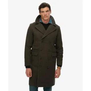 Superdry für Herren. M5012384A Merchant-Mantel aus Wollmischung, lang, braun (L), Lässig, Wolle, Klassisch