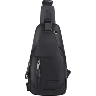 Herren Brusttasche aus echtem Leder: Vielseitige Umhängetasche, Schultertasche, Sport- und Freizeittasche - Schwarz