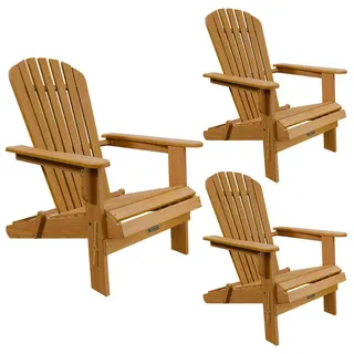 Juskys Liegestuhl Korfu Akazie klappbar 3er-Set , Naturfarben , Holz , 69x94x85 cm , Gartenmöbel, Gartensessel, Gartenstühle