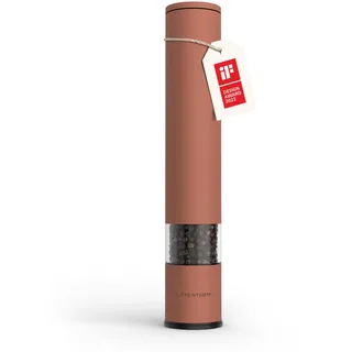 LARS NYSØM Pfeffermühle manuell groß (28,8cm) mit einstellbarem Keramikmahlwerk I Salzmühle Pfeffermühle Gewürzmühle (1 Stück) (Brick Red)