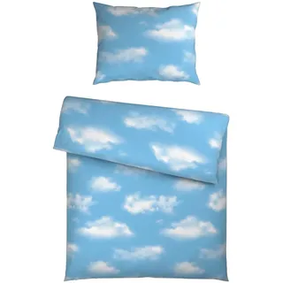 Esposa Bettwäsche , Hellblau , Textil , Wolken , 140x200 cm , Reach, Bsci, Oeko-Tex® Standard 100 , weiche und anschmiegsame Oberfläche , Heimtextilien, Bettwäsche & Leintücher, Bettwäsche, Satin-Bettwäsche