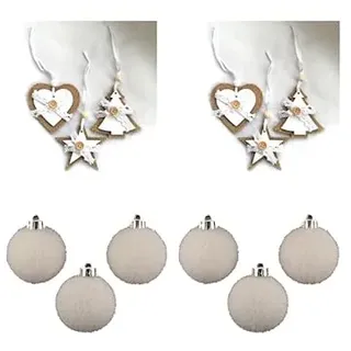 6er-Pack weiße Weihnachtskugeln, 60 mm + 6 A