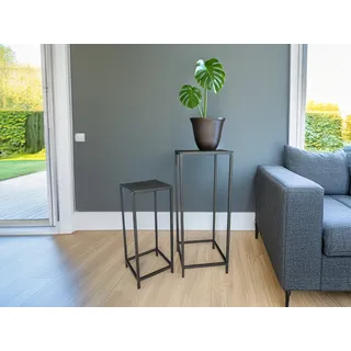 Couchtisch 2 teilig Metall, Beitstelltisch für Sofas, Nachttische schwarz schmal