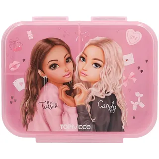 DEPESCHE 13412 TOPModel My BFF - Brotdose Brotdose in Rosa, mit Model Motiv und Leo-Muster, Lunchbox mit 3 Fächern und Klappdeckel