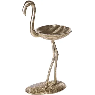 Beliani Dekofigur Schale aus Aluminium Flamingo Form 57 cm Dekoration Dekoschale Wohnaccessoires