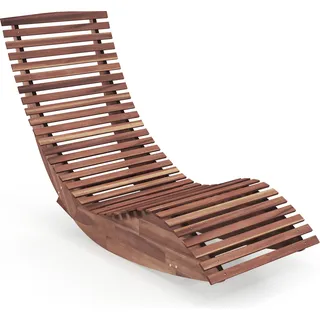 COSTWAY Sonnenliege Akazienholz, ergonomische Gartenliege, Liegestuhl bis 160kg 157x60x76cm - Hellbraun