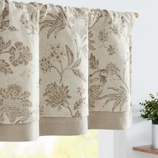 TOPICK Scheibengardine Blickdicht Bistrogardine 1Stück Taupe Beige 40Hx125B | Leinen Scheibengardinen Blickdicht Küchengardinen Gelb Frühling Tropischen Blatt Gardinen Landhausstil Vorhänge Kurz Volant