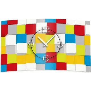 bunte Würfel Designer Wanduhr modernes Wanduhren Design leise kein ticken dixtime 3D-0046 - Bunt
