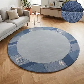 THEKO Royal Ganges Wollteppich Ø 150 cm Blau