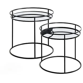 Haku-Möbel HAKU Möbel Beistelltische-Set Glas schwarz,